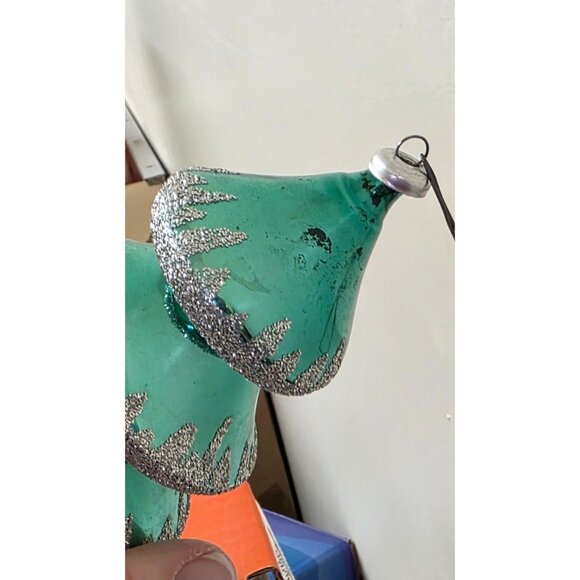 Vintage Retro De Carlini Emerald Tree Glass Christmas Ornament w Mushrooms Italy - Picture 8 of 8